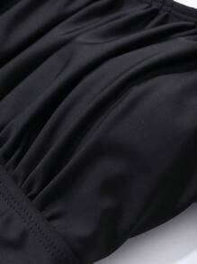 DAZY Costume da bagno monopezzocon maniche a palloncino, schiena aperta e laccetti, bicolore, casual, adatto per l'estate e le vacanze al mare - Bianco e nero - Visualizzare 7