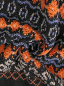 SHEIN LUNE 女士复古休闲提花拼色套头衫，适合万圣节、新年、情人节、感恩节、圣诞节、复活节、国庆节、联欢晚会、除夕、大码、秋冬季