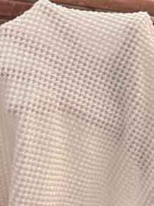 SHEIN Mutterschafts-T-Shirt mit einfarbigem rundem Kragen, Fledermausärmeln, Patchwork, Quastenbündchen und loser Passform - Khaki - Übersicht 7