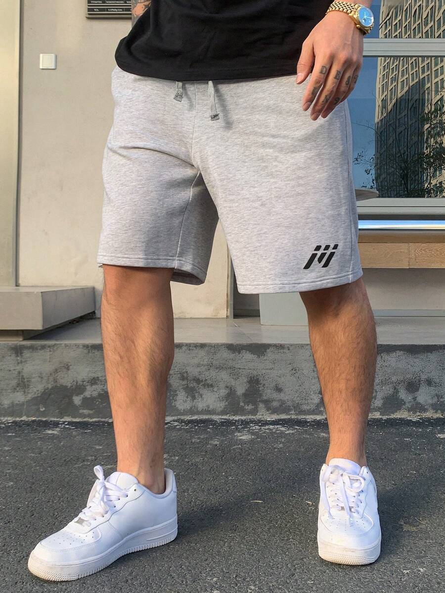 DAZY Men's Simple Print Casual Street Shorts - Grey - View 1