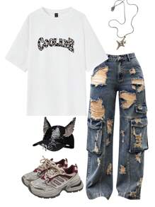 Coolane Women's Daily Wear Basic Going Out Leopard Loose T-Shirt - White - View 1