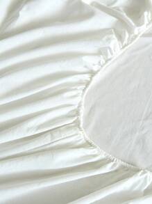 1 件纯白色床笠，床垫保护套，柔软透气，适用于单人床、双人床、大号床、特大号床 - 深口袋设计，最大可达 11.8 英寸，宿舍/返校床上用品 - 白色 - 查看 6