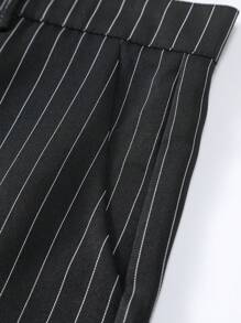Manfinity Mode Plus Size Men's Striped Lapel Collar Double-Breasted Jacket And Pants, Business Suit Set