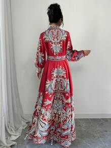 Calvaya Robe chemise maxi imprimée élégante de style vintage pour femmes