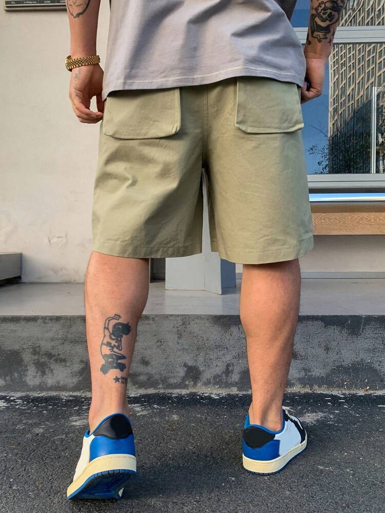 Men's Geometric Pattern Drawstring Waist Casual Shorts, Summer