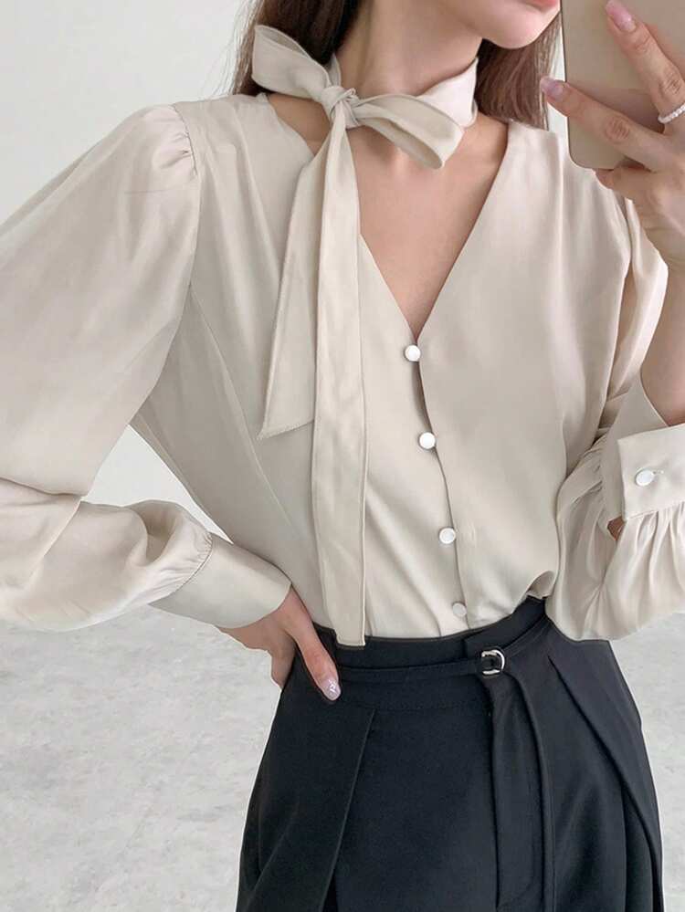 Women's Solid Color Single Breasted Long Sleeve Casual Loose Shirt,Fall Clothes