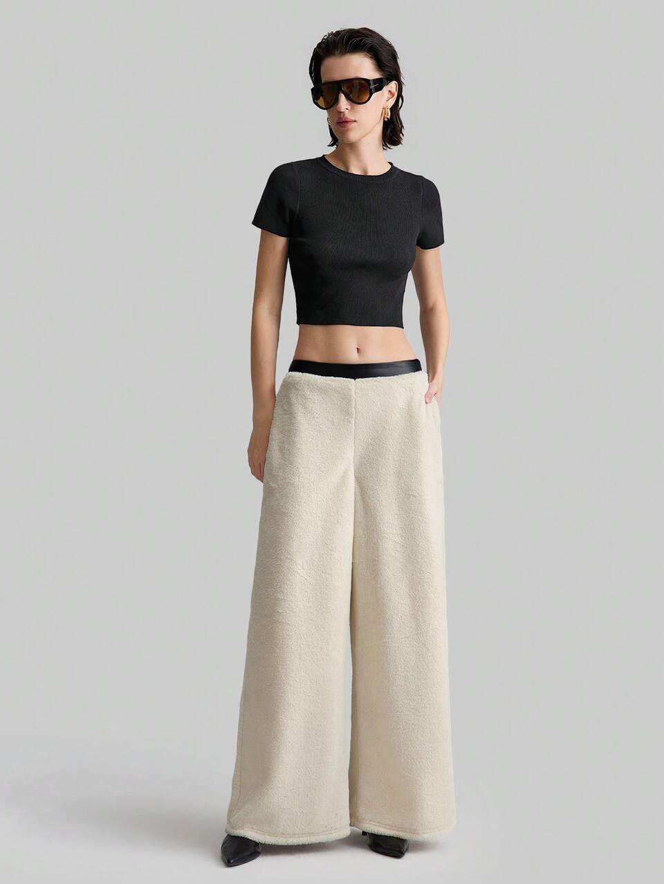 Women's Apricot 90s Style Casual Straight-Leg Spring Pants, Urban Chic Minimalist Fashion, Daily Wear