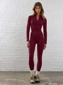 Musera Sport Zip Through Cropped Jacket, Padel, Tennis, Pickleball Gym Fitness - Burgundy - View 5