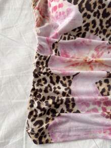 Soleia Women's Halter Tie-Up Side Ruched Leopard Floral Print Cami Top, Suitable For Vacation - Multicolor - View 7