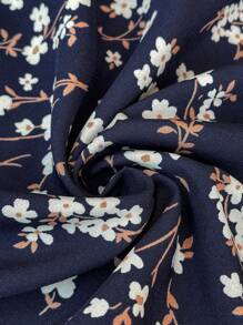 SHEIN 孕妇度假风碎花V领短袖连衣裙 - 藏蓝色 - 查看 6