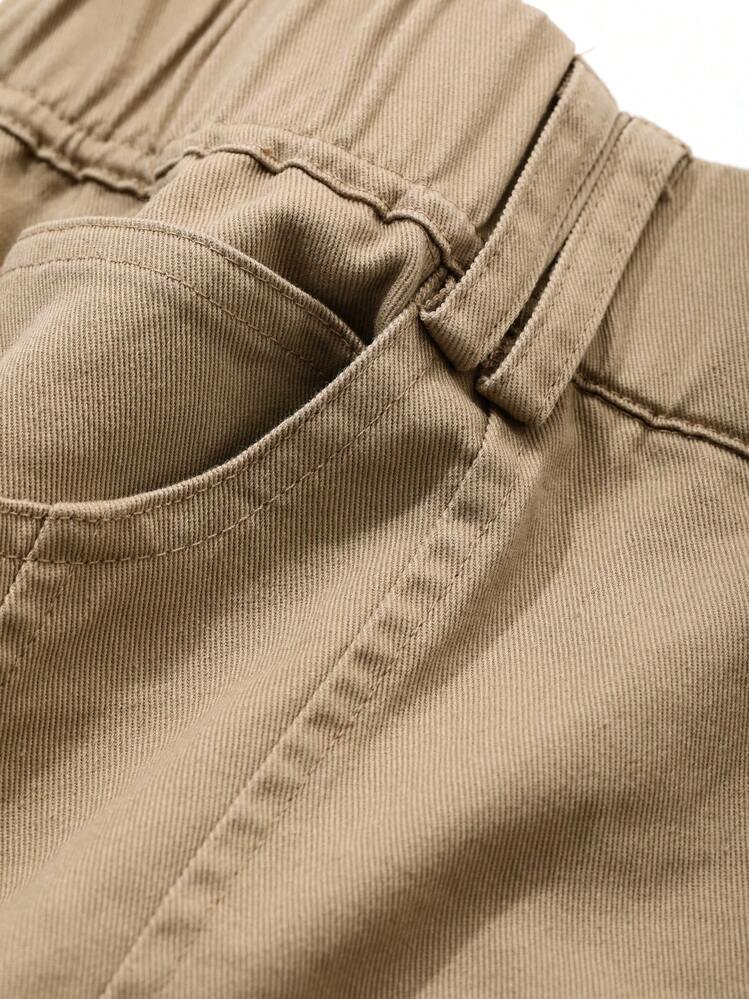 DAZY 男士直筒休闲卡其裤，百搭街头服饰 - 卡其色 - 查看 7