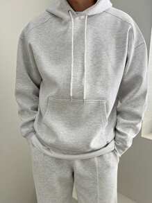 DAZY Conjunto de sudadera gris sólido para hombre de primavera