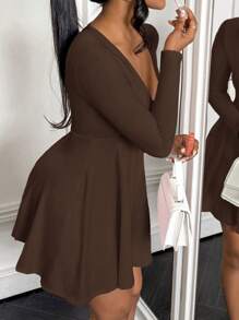 BamGleam V-Neck Seductive Avant-Garde Simple Women's Dress,Mini Short Dress,Fall Dresses For New Year Clothes