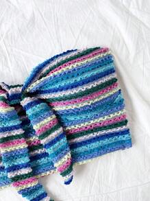 Soleia Conjunto de 2 piezas de top corto bandeau y shorts de cintura alta, conjunto de vestimenta para playa