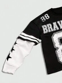 ROMWE MEN Prep Men 2 Pieces Set (T-Shirt + Pants), Minimalist Casual Outfit For Daily Wear - Black and White - View 3