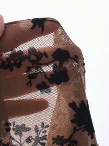 Dazy Plus 圆领植绒弹力修身女上衣，春夏长袖女上衣 - 咖啡棕 - 查看 8