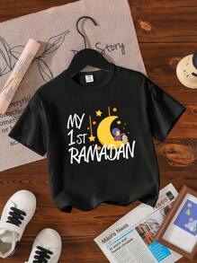 Baby Girls Ramadan Eid Round Neck Printed Casual Cute Top - Multicolor - View 1