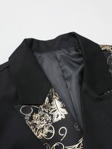 Manfinity AFTRDRK Veste de costume à la mode à manches longues avec col châle et motif floral gaufré, pour homme grande taille - Multicolore - Voir 5