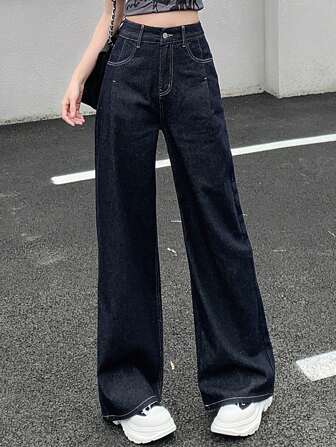 DAZY レディース ワイドレッグジーンズ
