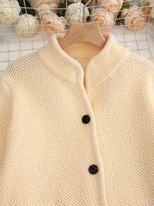 SHEIN LUNE Women's Vintage Casual Business Single-Breasted Cardigan Sweater Fall Cloth For Women - Beige - View 5