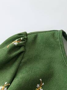 Flirla Große Größen Damen Rundhals Laternärmel Hohe Taille Rüschensaum Mini Smock Kleid, Herbst