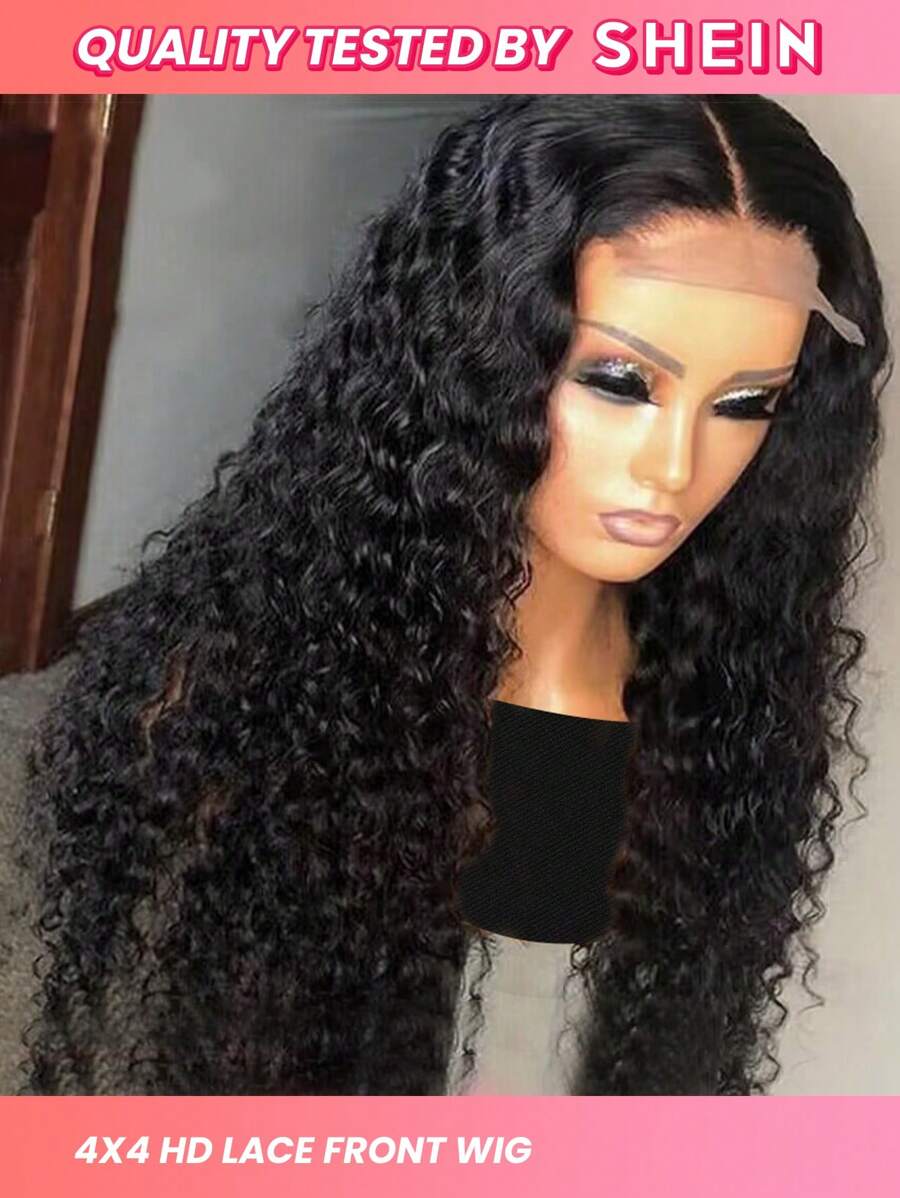 深色波浪人髮4x4高清蕾絲前鬆綁人髮假髮,女性用150%密度的真人髮 - SNatural - 查看 1