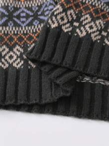 SHEIN LUNE 女士复古休闲提花拼色套头衫，适合万圣节、新年、情人节、感恩节、圣诞节、复活节、国庆节、联欢晚会、除夕、大码、秋冬季