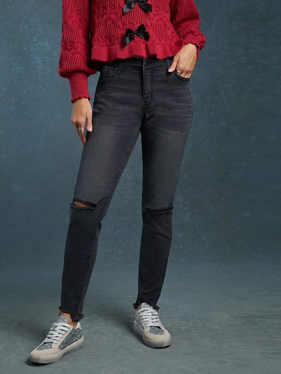 Jupe En Jean Blanc Vervet, Déchirée Et Effrangée, Avec Poches - Taille 24