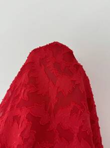 SHEIN Raffinéa 女士优雅纯色花卉印花挂脖长裙 - 紅色 - 查看 7