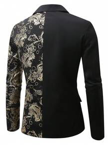 Manfinity AFTRDRK Veste de costume à la mode à manches longues avec col châle et motif floral gaufré, pour homme grande taille - Multicolore - Voir 2