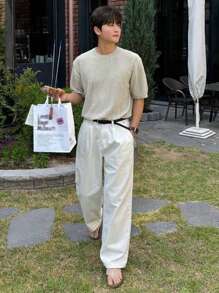 DAZY Men's Textured Knit Pullover Top, Beige, Summer - Beige - View 5