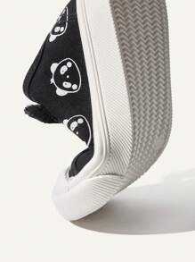 Cozy Pixies 1 双男童熊猫钩环帆布平底休闲运动鞋适合日常穿着，四季皆宜（图案随机） - 黑色 - 查看 8