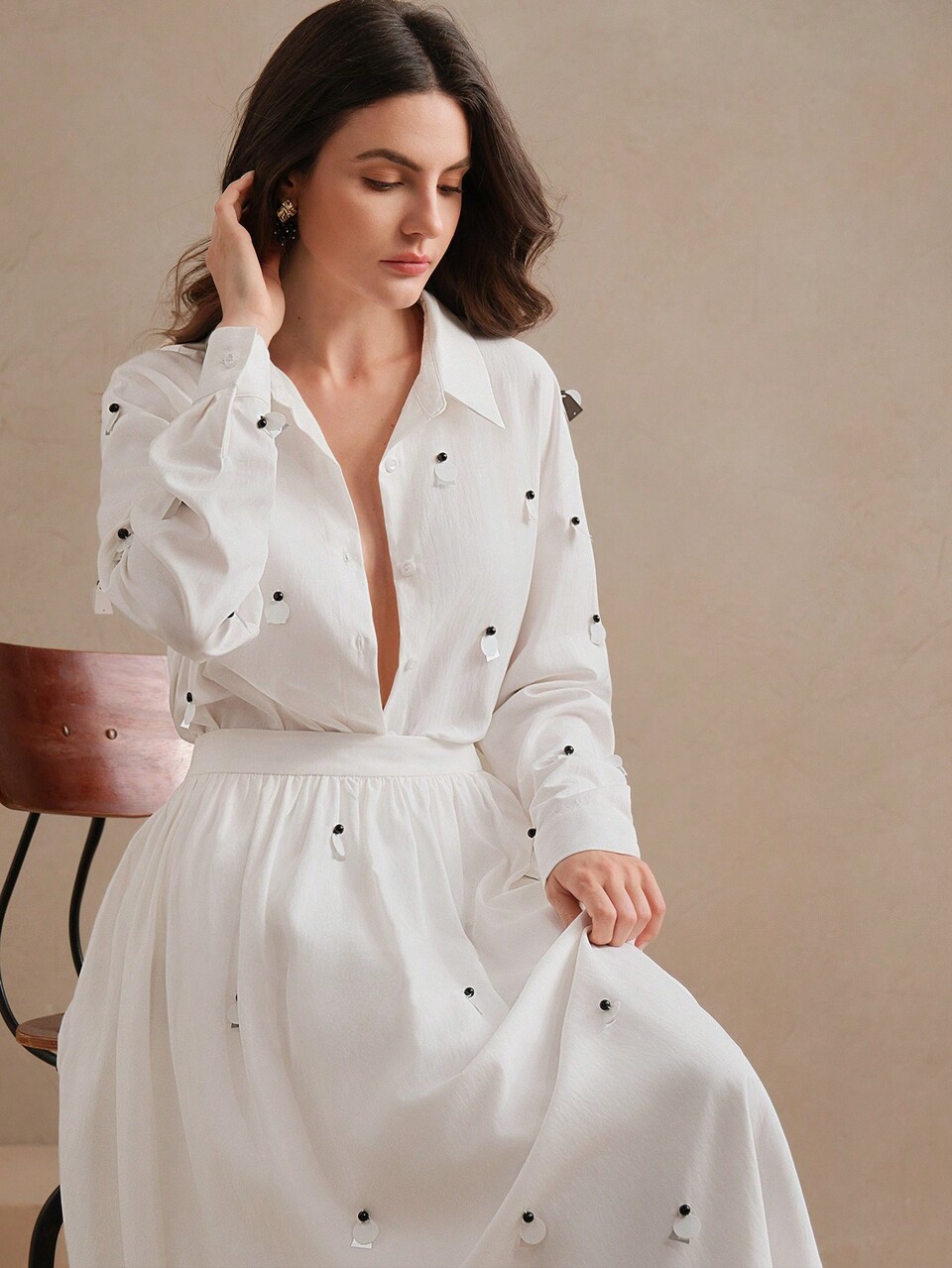 Anewsta Women's White Pendant Two-Piece Set Spring Outfits For Women,Vacation