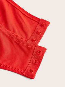 SHEIN ICON Plus Size Lace Patchwork Underwired Triangle Cup Lace Trim Decorative Dress For Summer - Red - View 4