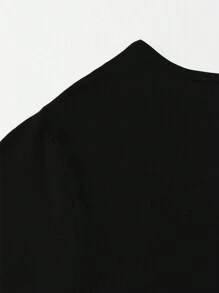 Calvaya Plus Size Women's Heart Print Round Neck Short Sleeve T-Shirt For Summer - Black - View 4