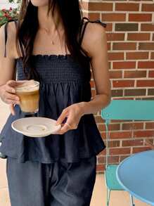 DAZY 2 Stück/Set Damen einfarbiger Jumpsuit mit Spaghettiträgern für Frühling und Sommer