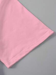 SHEIN LUNE Plus Size Damskie Topy Krowy Mleczne Nadrukowany Grafika Krótki Rękaw Casualowy T-shirt z Okrągłym Dekoltem, Walentynki