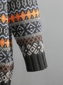 SHEIN LUNE 女士复古休闲提花拼色套头衫，适合万圣节、新年、情人节、感恩节、圣诞节、复活节、国庆节、联欢晚会、除夕、大码、秋冬季