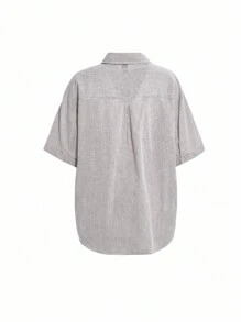 DAZY Women's Bow Embroidered Turndown Collar Loose Short Sleeve Blouse, Spring/Summer - Black and White - View 6