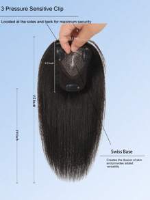 Hair Toppers For Women Real Human Hair,Hair Toppers For Women 100% Real Human Hair Toppers For Women Hair Pieces For Thinning Hair Wiglets Premium Remy Hair Toppers 10inch (1B#) - SNatural - View 3