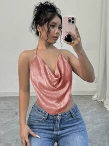 Firerie Women Sexy Floral Print Mesh V-Neck Sleeveless Tight Camisole, Suitable For Party And Everyday Wear