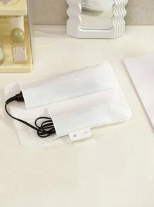 1PC Portable White Hair Curler Storage Bag, Large Capacity Travel Makeup Organizer Pouch For Toiletries, Cosmetics, Brushes & Accessories - White - View 5