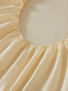 1pc Solid Beige Fitted Sheet, Mattress Protector, Fitted Sheet, Soft & Breathable, Fits Twin, Full, Queen, King Size Beds - Deep Pocket Design Up To 11.8 Inches, Dorm Bedding, Back To School - Beige - View 5