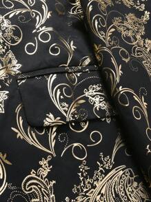 Manfinity AFTRDRK Veste de costume à la mode à manches longues avec col châle et motif floral gaufré, pour homme grande taille - Multicolore - Voir 7