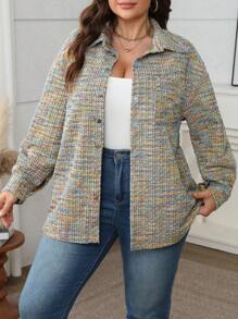 Flirla 大码女式多色针织休闲夹克，适合秋冬季