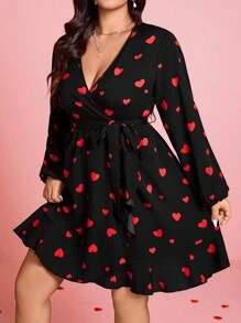 SHEIN Clasi 大码简约时尚休闲日常连衣裙，情人节 - 黑色 - 查看 5