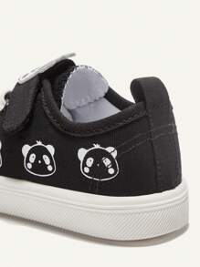 Cozy Pixies 1 双男童熊猫钩环帆布平底休闲运动鞋适合日常穿着，四季皆宜（图案随机） - 黑色 - 查看 11