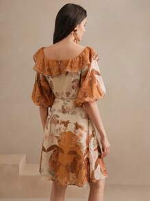 Anewsta Đầm ngắn tay bồng hở vai phong cách Boho cho nữ, trang phục đi nghỉ ở bãi biển, mùa xuân - Nhiều màu - Xem 5