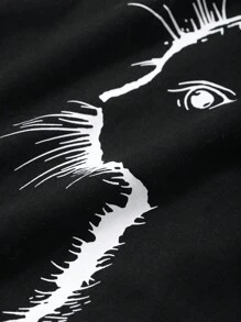 DAZY 男式抽象猫咪印花休闲街头图案 T 恤