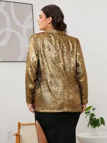 SHEIN LUNE Blazer informal de manga larga con un botón y bolsillo delantero, talla grande, atuendo festivo para mujeres, ropa para invierno y Año Nuevo